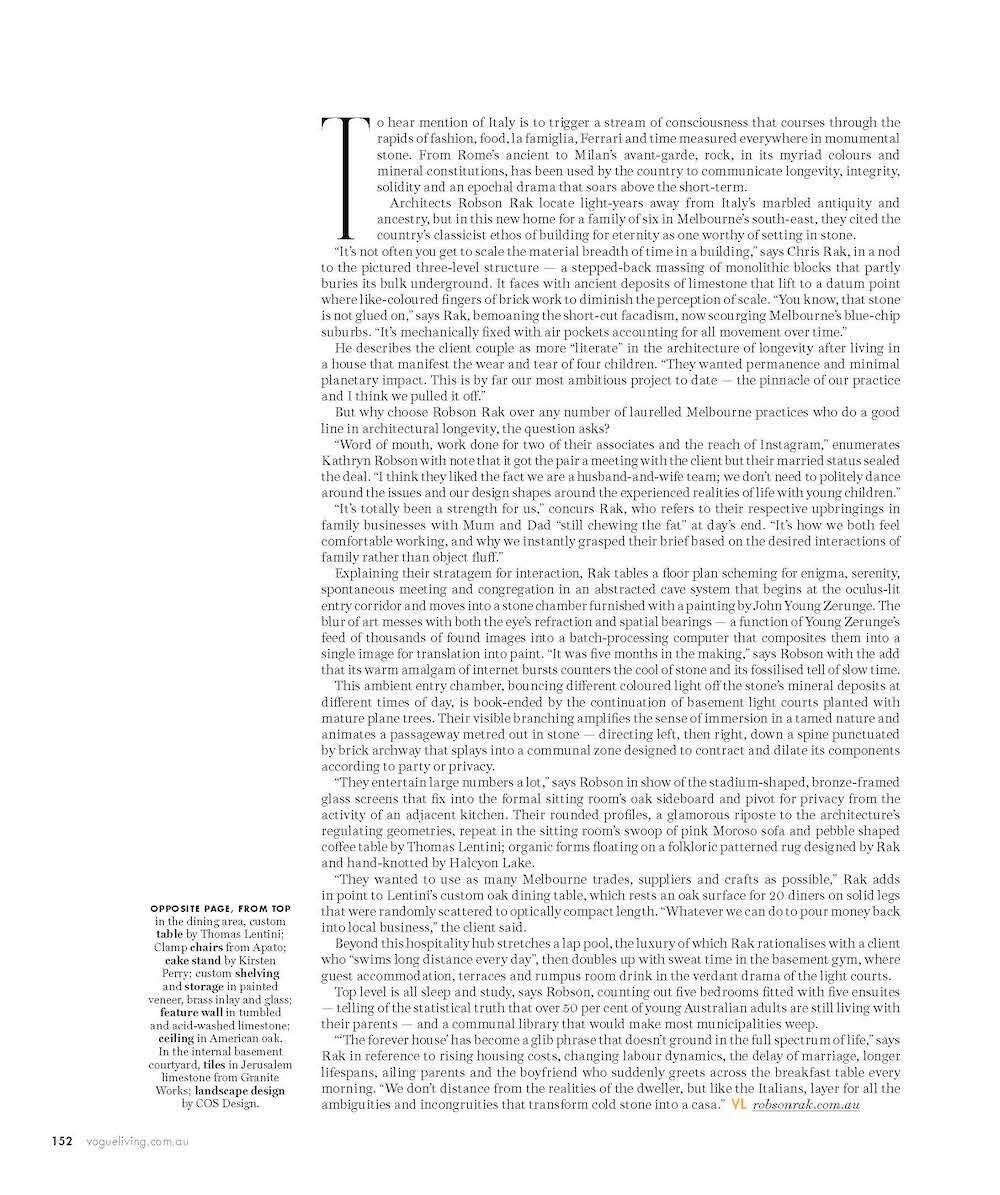 Robson Rak Architects – Vogue Living October 2022